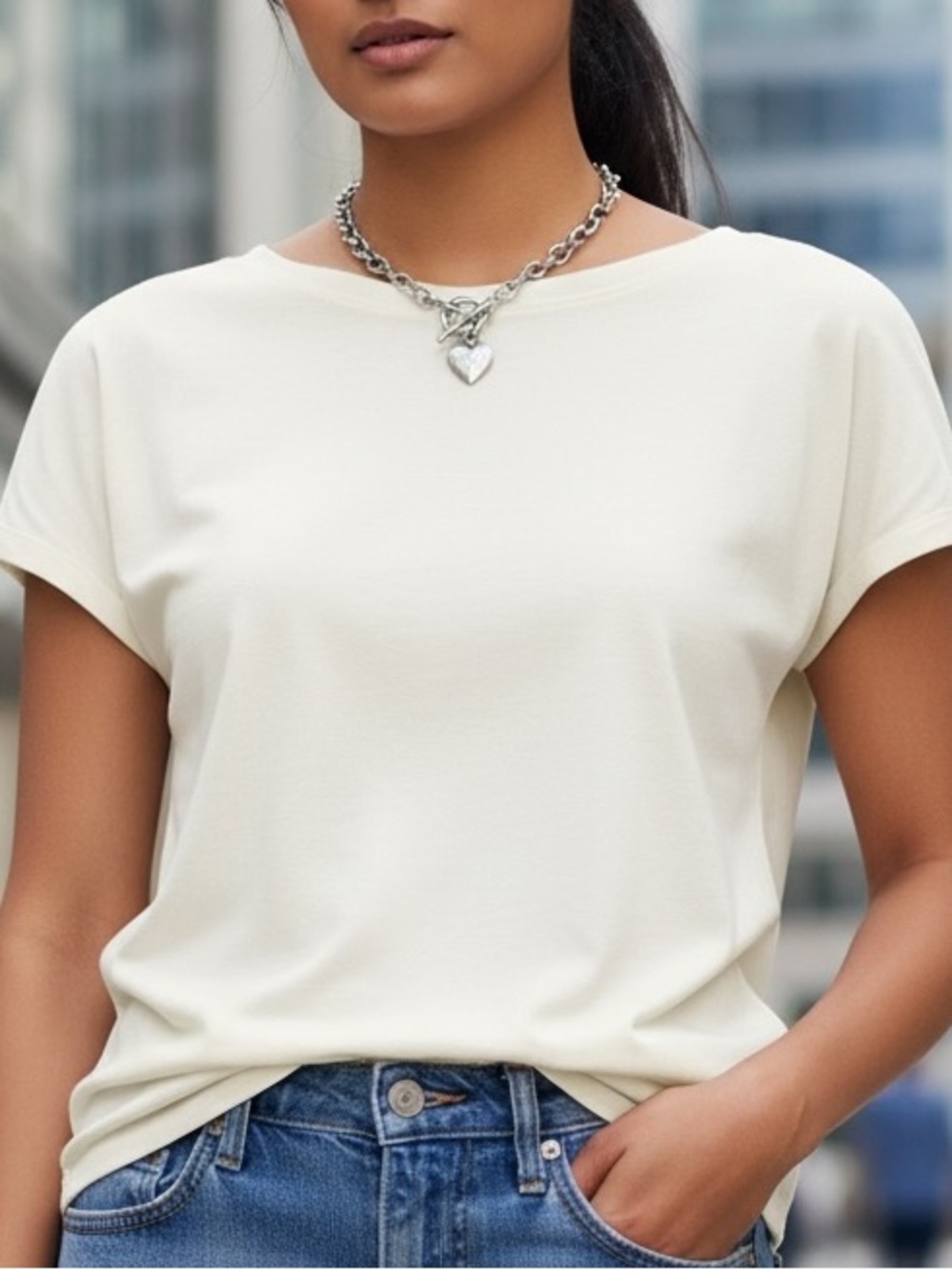 Like New Pierre Cardin White Short Sleeve Bateau Neckline, Thicker Fabric